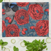 Peonies en Peonies Theedoek (Gevouwen)