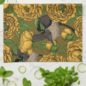 Peonies en Peonies Theedoek (Gevouwen)