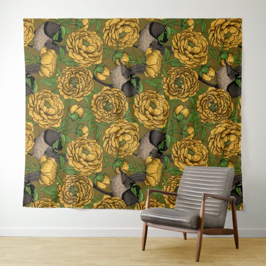 Peonies en Peonies Wandkleed (In Situ (horizontaal))