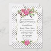 Peonies en Polka Dots Wedding Invitation Kaart (Voorkant)