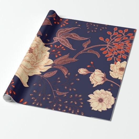 Peonies en rozen. Vloeibaar patroon Cadeaupapier (Uitgerold)