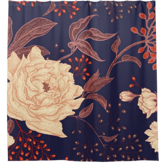 Peonies en rozen. Vloeibaar patroon Douchegordijn (Voorkant)