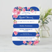 Peonies en Stripes Bridal Shower Invitation Kaart (Staand voorkant)