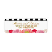 Peonies en Stripes Etiket (Voorkant)