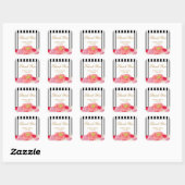 Peonies en Stripes Vierkante Sticker (Vel)