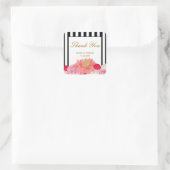 Peonies en Stripes Vierkante Sticker (Tas)