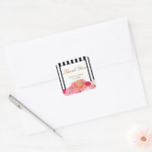 Peonies en Stripes Vierkante Sticker (Envelop)
