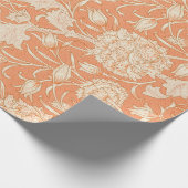 Peonies en wilde tulpen op koraalwrapppapier cadeaupapier (Hoek)