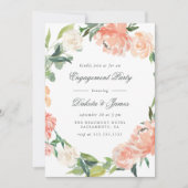 Peonies & Eucalyptus Greenery Engagement Party Kaart (Voorkant)