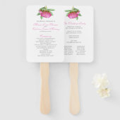 Peonies Fan Wedding Programme Handwaaier (Voorkant en achterkant)