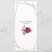 Peonies Faux Gold Foil Lijst Rustige bruiloft Menu (Achterkant)
