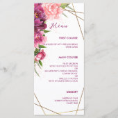 Peonies Faux Gold Foil Lijst Rustige bruiloft Menu (Voorkant)