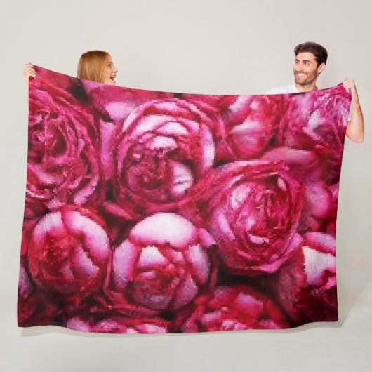 Peonies Fleece Deken (In situ)