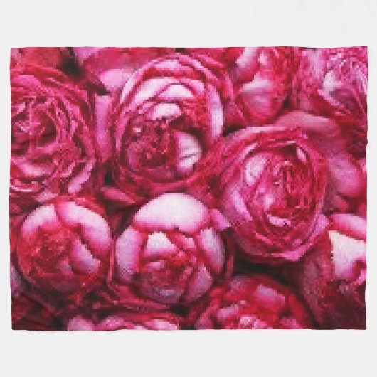Peonies Fleece Deken (Voorkant (Horizontaal))