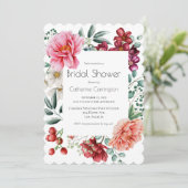 Peonies Floral Bridal Shower Invitations Kaart (Staand voorkant)