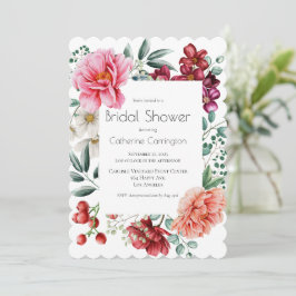 Peonies Floral Bridal Shower Invitations Kaart