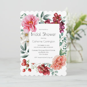 Peonies Floral Bridal Shower Invitations Kaart