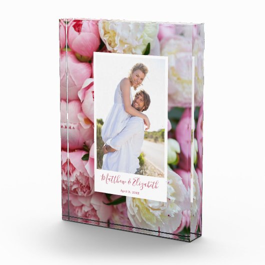 Peonies Floral Custom Verloving Fotoblokken (Rechts)