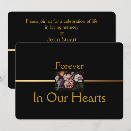 Peonies Floral Painting 2 Funeral Announting Kaart (Voorkant / Achterkant)