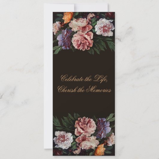Peonies Floral Painting 3 Funeral Announting Kaart (Voorkant)
