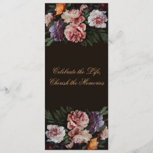 Peonies Floral Painting 3 Funeral Announting Kaart