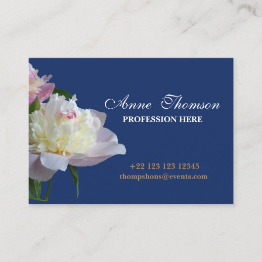 Peonies Floral Professional Business Kaart Visitekaartje (Voorkant)