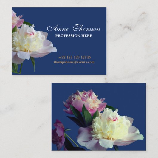 Peonies Floral Professional Business Kaart Visitekaartje (Voorkant / Achterkant)