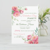 Peonies Floral Valentijnsdag Party Kaart (Staand voorkant)