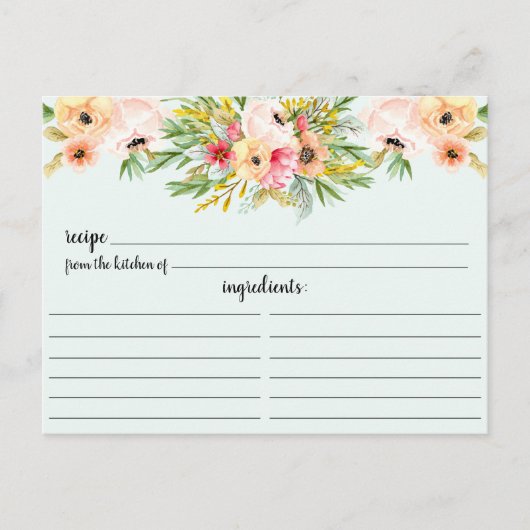 Peonies Floral Vrijgezellenfeest Recipcard Briefkaart (Voorkant)