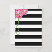Peonies Flowers op Black and White Stripes Save The Date (Achterkant)
