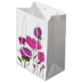 Peonies Gift Bag (Wit) Medium Cadeauzakje (Voorkant Gekanteld)