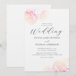 Peonies Gold Elegant Moderne Klassic Floral Weddin Kaart