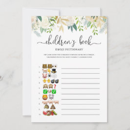 Peonies Gold Emoji Pictionary Baby shower Game Kaart