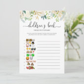 Peonies Gold Emoji Pictionary Baby shower Game Kaart (Staand voorkant)