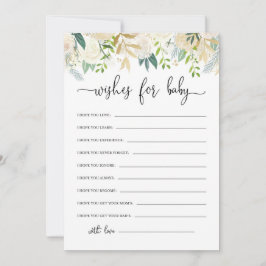 Peonies Gold Glitter Baby Wishes Baby shower Kaart