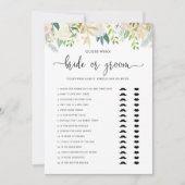 Peonies Gold Glitter Bride of Groom Shower Game Kaart (Voorkant)