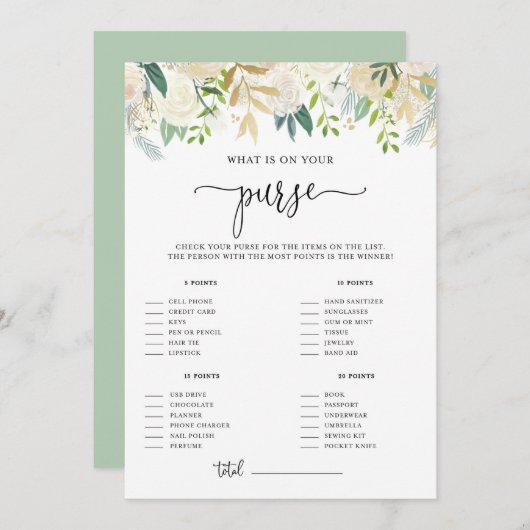 Peonies Gold Glitter Wat is er op je tas? Kaart (Voorkant / Achterkant)