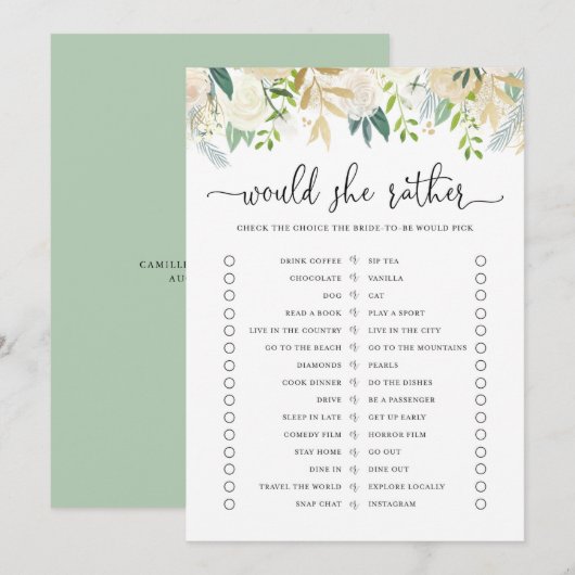 Peonies Gold Glitter zou de Kaart van het wild in  (Voorkant / Achterkant)