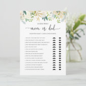 Peonies Gold Mam of Baby shower Game Kaart (Staand voorkant)