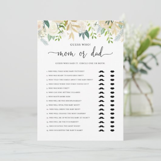 Peonies Gold Mam of Baby shower Game Kaart (Staand voorkant)