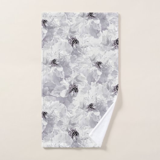 Peonies, grijs en wit, bloem, witte bloemen bad handdoek (Handdoek)