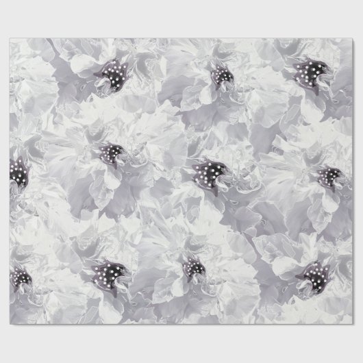 Peonies, grijs en wit, bloem, witte bloemen cadeaupapier (Vlak)