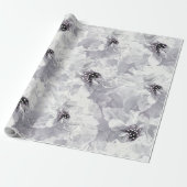 Peonies, grijs en wit, bloem, witte bloemen cadeaupapier (Uitgerold)