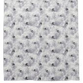 Peonies, grijs en wit, bloem, witte bloemen douchegordijn (Voorkant)