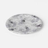 Peonies, grijs en wit, bloem, witte bloemen papieren bordje (Gekanteld)