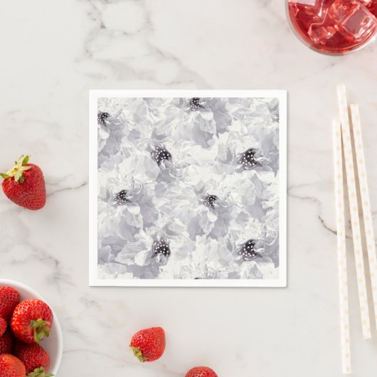 Peonies, grijs en wit, bloem, witte bloemen servet (Insitu)