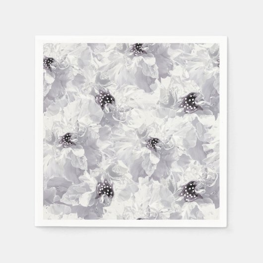 Peonies, grijs en wit, bloem, witte bloemen servet (Voorkant)