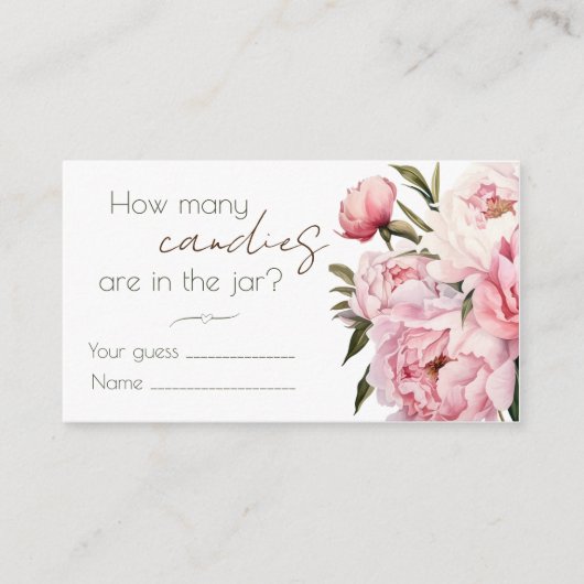 Peonies guess how many candies enclosure card informatiekaartje (Voorkant)