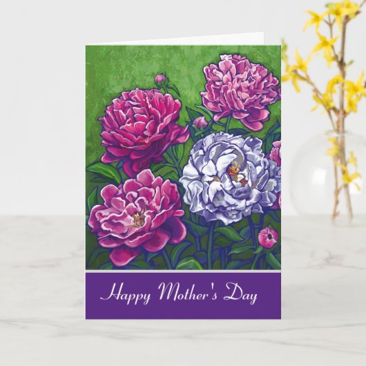 Peonies Happy Moederdag Kaart (Gele Bloem)
