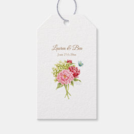 Peonies Hydrangea Bouquet Huwelijksgunst Gift Labe Cadeaulabel